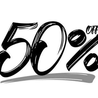 Vector illustration: Hand drawn numbers of 50 percent OFF. Special offer discount. Black Friday Sale.