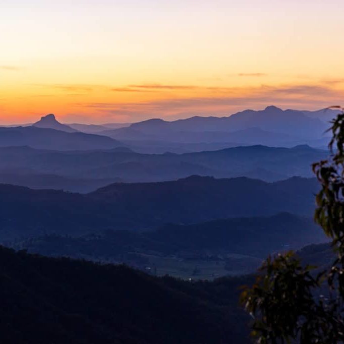 Sunset view from the Gold Coast hinterland, Queensland, Australia